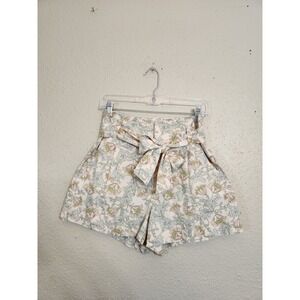 Happy X Nature Women's‎ Multi Floral Tie Waist High Rise Paper Bag Shorts Size 4